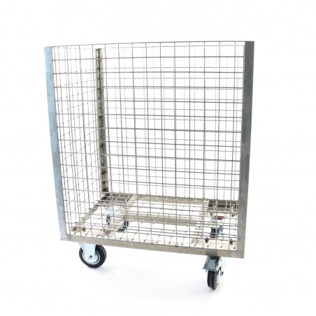 Chariot grillagé mobile en acier inoxydable